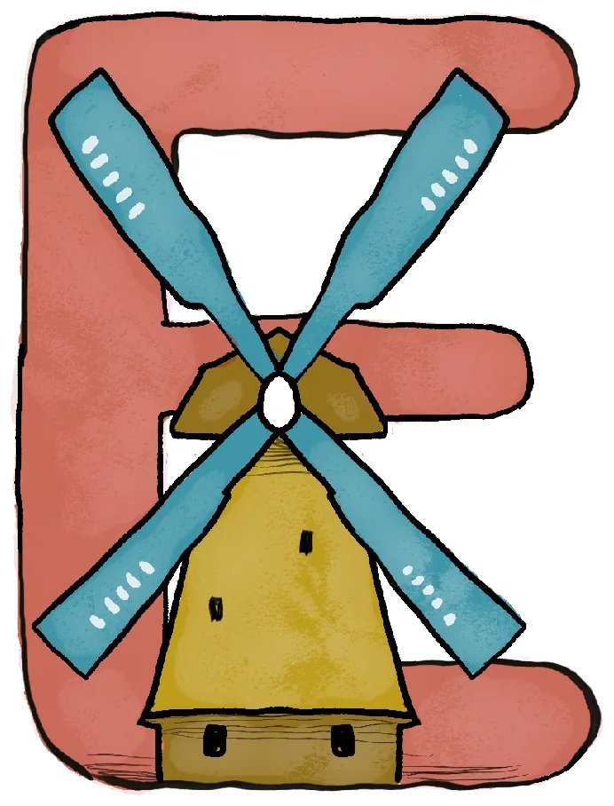 Ilustrasi huruf E