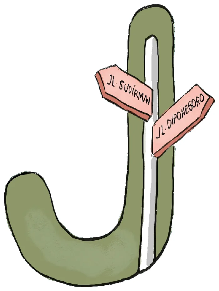 Ilustrasi huruf J