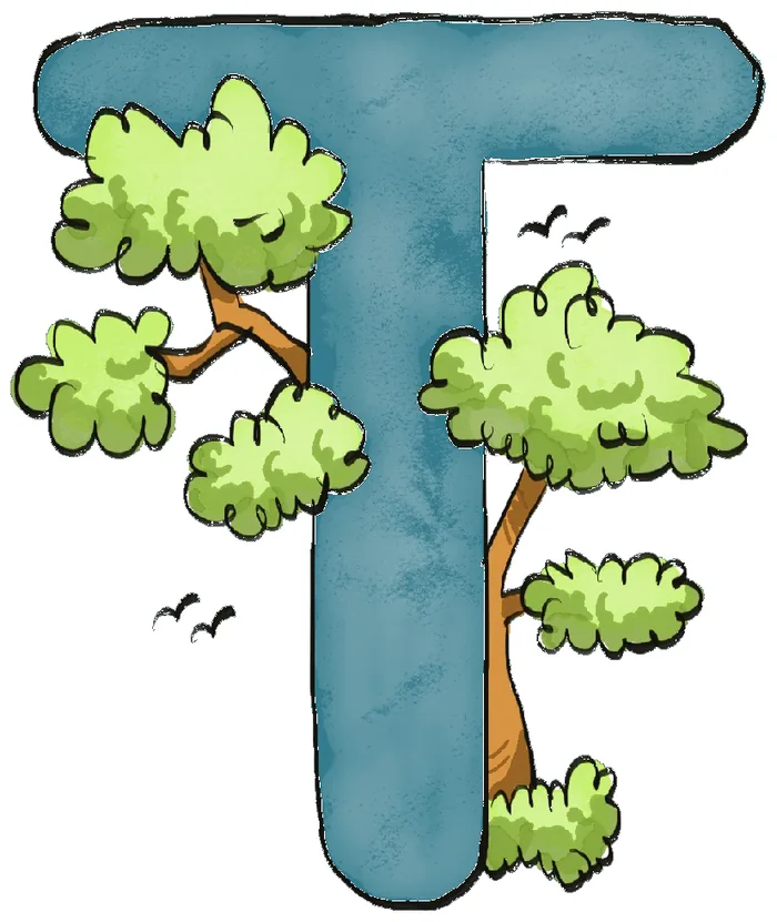 Ilustrasi huruf T